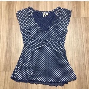 Maeve anthropology polka dot ruched baby doll sz s